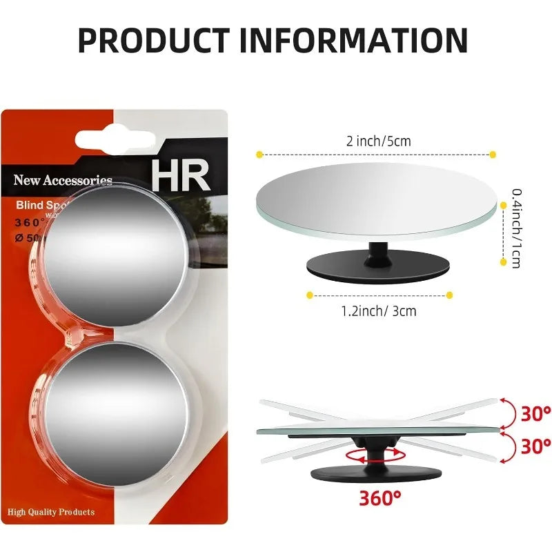 2pcs Blind Spot Mirror for Car, HD Frameless Wide-Angle Convex Mirror for Side View Mirror Blindspot for Car, SUV, Truck