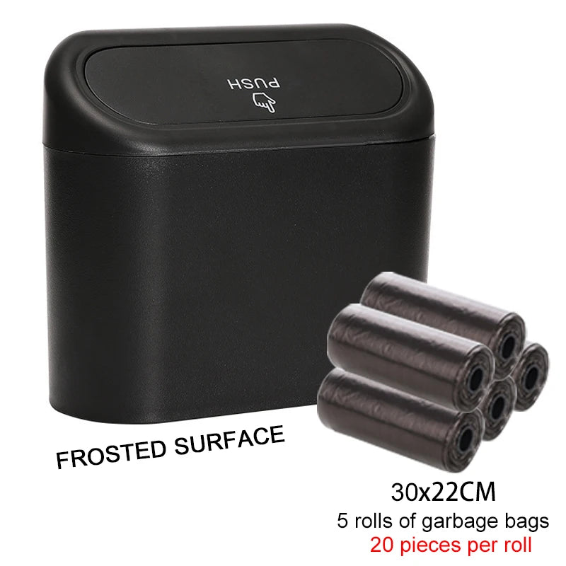 Car Trash Can Hanging Dustbin Garbage Box with Lid Car Interior Storage Case Trash Door Seat Clip Stand Holder Car Accessories