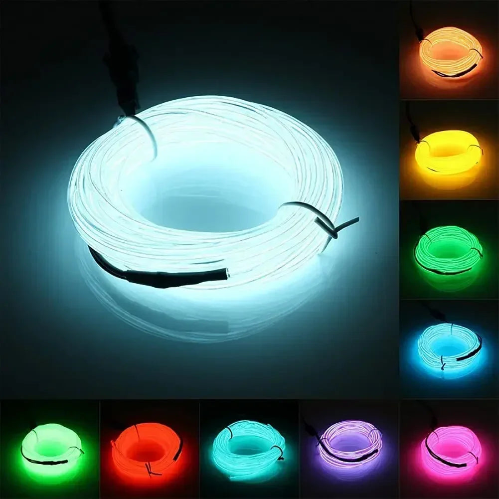 1-5M Car Interior Lights LED Strip Atmosphere Lamp DIY Styling Decorative Light USB EL Wiring Auto Interior Decor Accessories