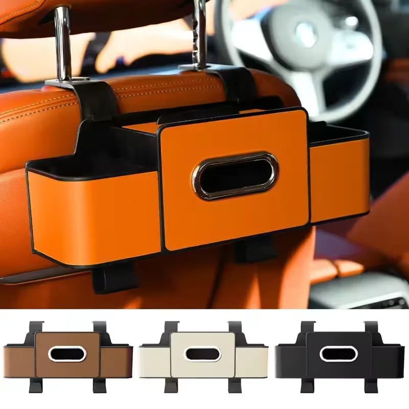 Car Backseat Organizer Multifunction Leather Interior Storage Bag Hanging Seat Back Tissue Water Cup Holder Auto Accessories