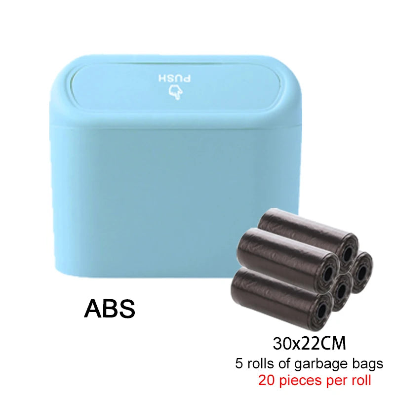 Car Trash Can Hanging Dustbin Garbage Box with Lid Car Interior Storage Case Trash Door Seat Clip Stand Holder Car Accessories