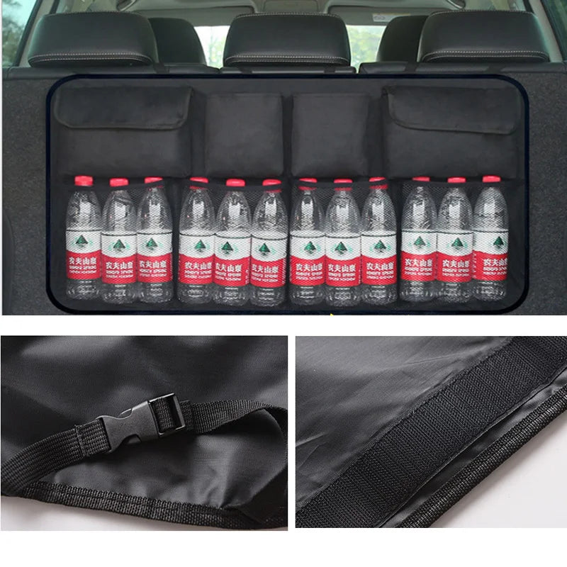 Car Trunk Organizer Adjustable Backseat Storage Bag Net High Capacity Multi-use Oxford Automobile Seat Back Organizers Universal