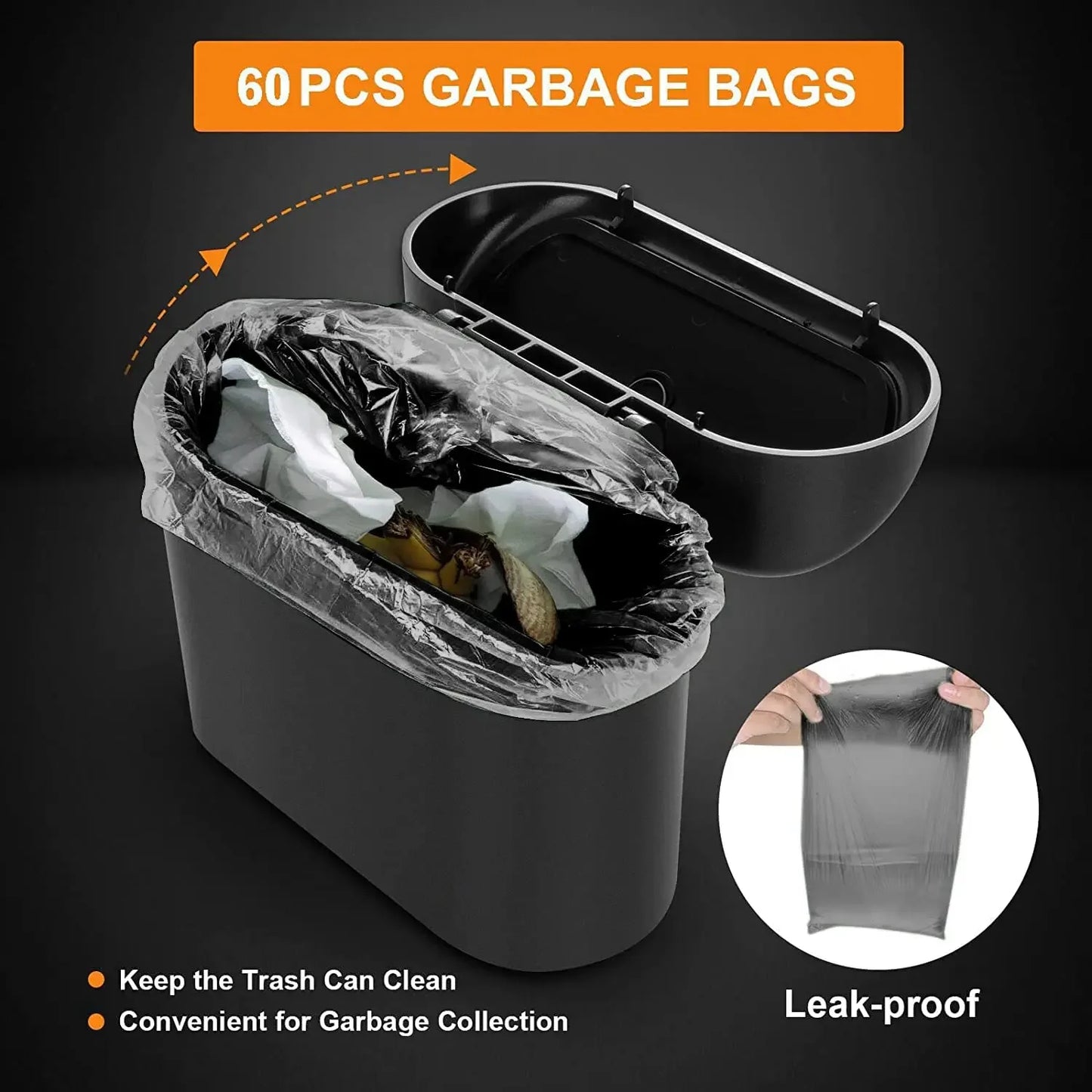 Car Trash Can Hanging Dustbin Garbage Box with Lid Car Interior Storage Case Trash Door Seat Clip Stand Holder Car Accessories