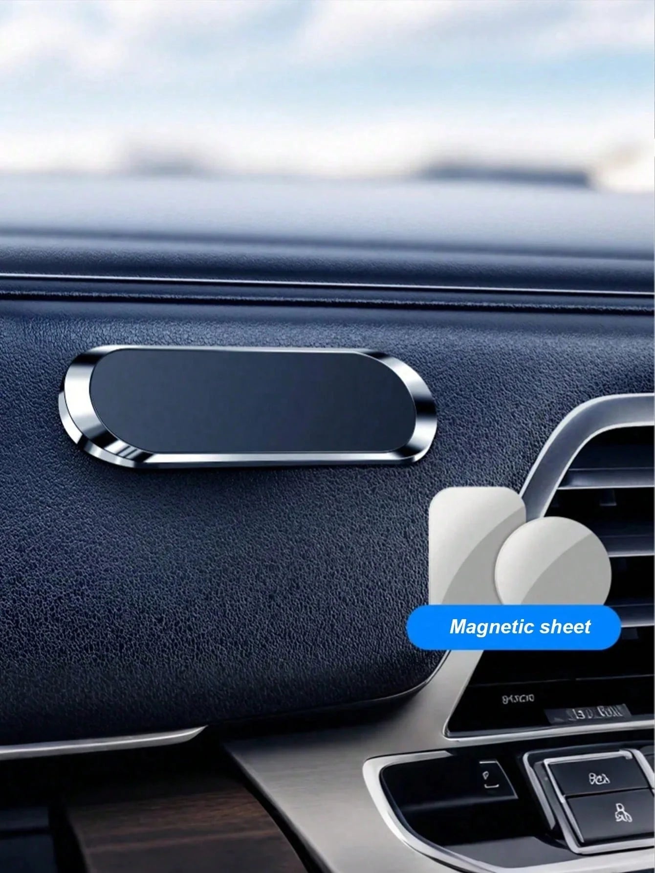 Magnetic Car Phone Mount - Strong Adsorption, Flexible Adhesive, Anti-Slip Silicone, 0.3mm Scratch-Proof, Residue-Free, Universa