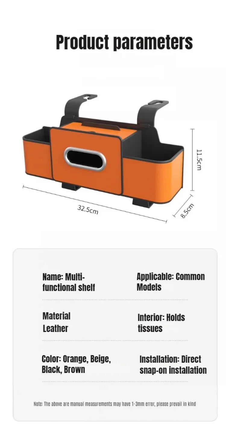 Car Backseat Organizer Multifunction Leather Interior Storage Bag Hanging Seat Back Tissue Water Cup Holder Auto Accessories