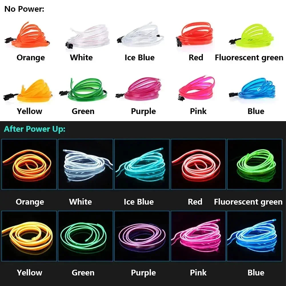 1-5M Car Interior Lights LED Strip Atmosphere Lamp DIY Styling Decorative Light USB EL Wiring Auto Interior Decor Accessories