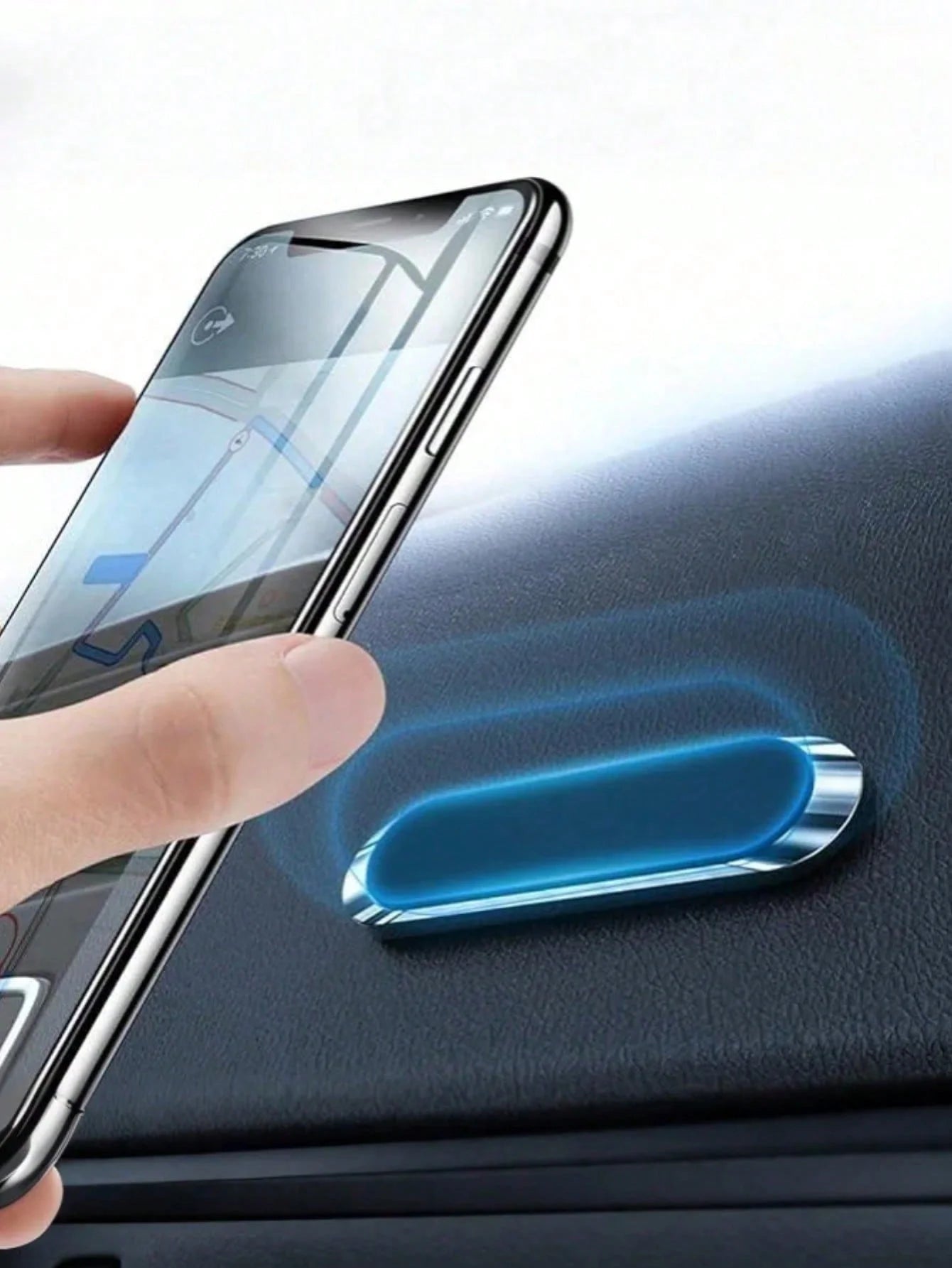 Magnetic Car Phone Mount - Strong Adsorption, Flexible Adhesive, Anti-Slip Silicone, 0.3mm Scratch-Proof, Residue-Free, Universa