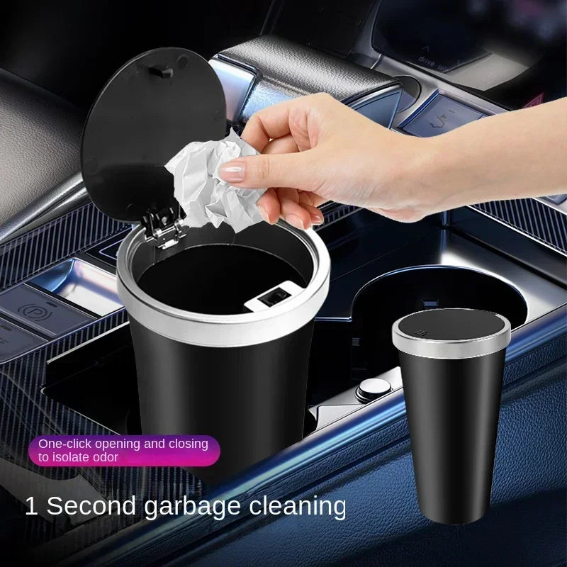 Car Trash Bin Car Interior Rubbish Box Garbage Container Car Cup Holder Trash Can Auto Ashtray Dust Organizer Storage Barrel