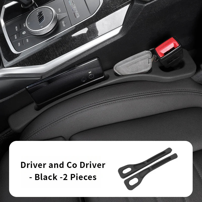2pcs Car Seat Gap Filler Set - Soft Elastic Multi-Pocket Organizer, Leakproof Anti-Loss, Fits Sedans/SUVs/Trucks