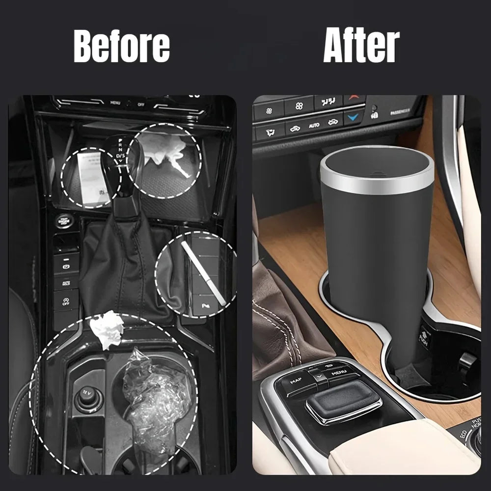 Car Trash Bin Car Interior Rubbish Box Garbage Container Car Cup Holder Trash Can Auto Ashtray Dust Organizer Storage Barrel