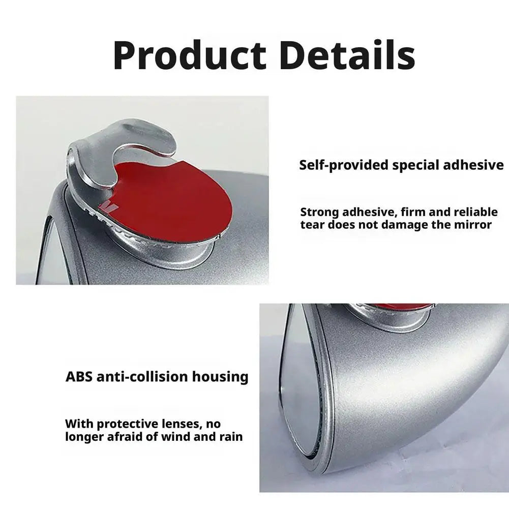 2pcs Universal Blind Spot Mirrors 360° Adjustable Wide-Angle View HD Side Rear Rearview Mirror Auto Auxiliary Rearview