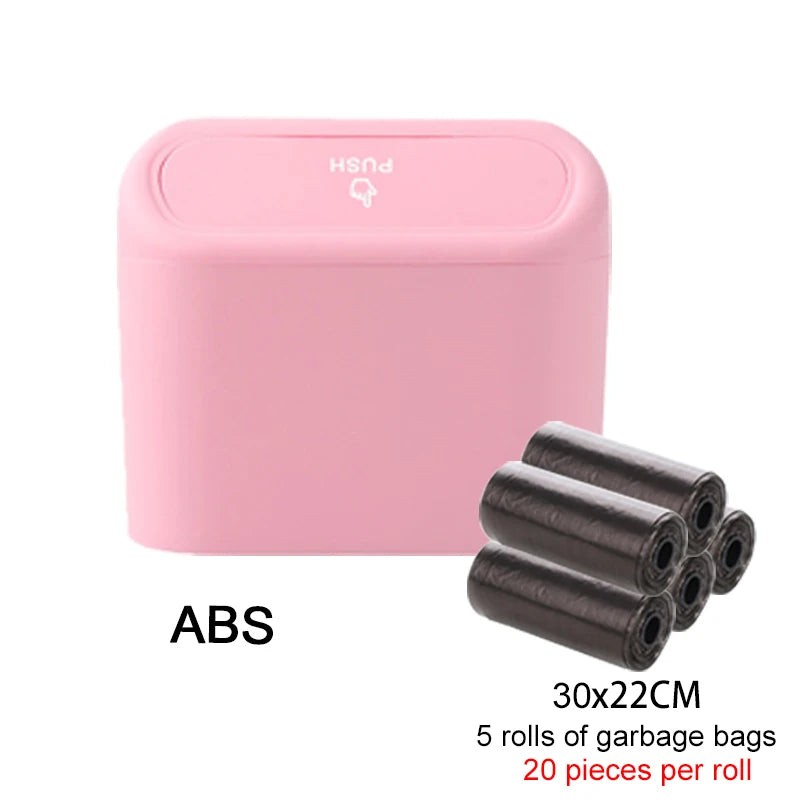 Car Trash Can Hanging Dustbin Garbage Box with Lid Car Interior Storage Case Trash Door Seat Clip Stand Holder Car Accessories