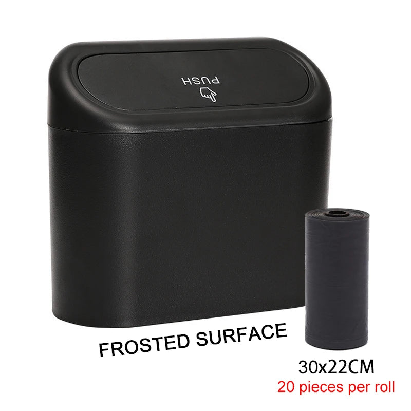 Car Trash Can Hanging Dustbin Garbage Box with Lid Car Interior Storage Case Trash Door Seat Clip Stand Holder Car Accessories