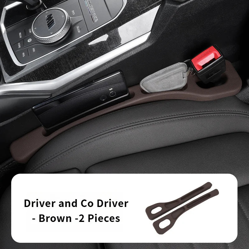 2pcs Car Seat Gap Filler Set - Soft Elastic Multi-Pocket Organizer, Leakproof Anti-Loss, Fits Sedans/SUVs/Trucks