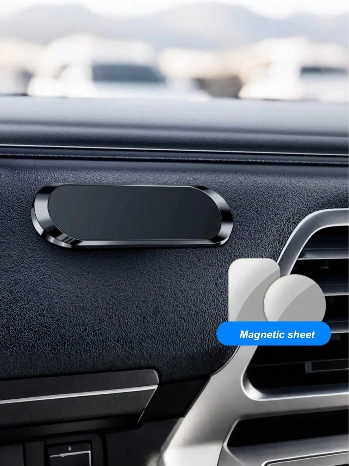 Magnetic Car Phone Mount - Strong Adsorption, Flexible Adhesive, Anti-Slip Silicone, 0.3mm Scratch-Proof, Residue-Free, Universa