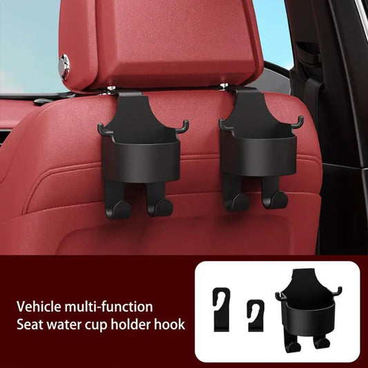 Backseat Car Organizer with Cup Holder, Multifunctional Back Seat Car Organizer with Two Seat Hooks, Hold Snacks Drinks & Phones