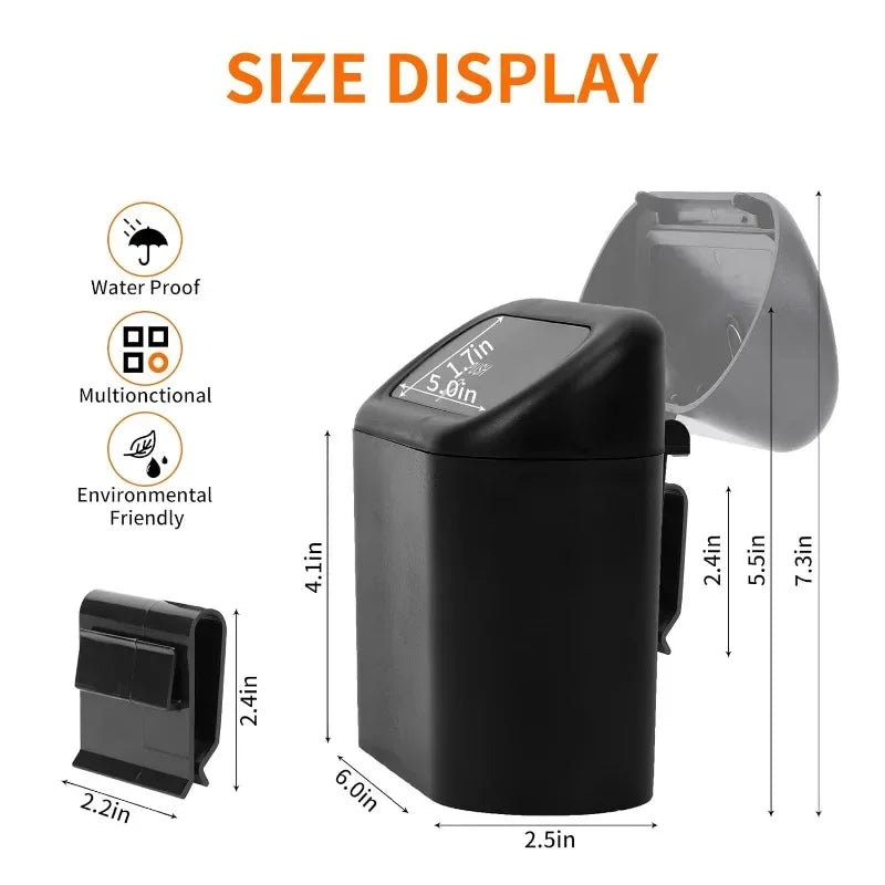 Car Trash Can Hanging Dustbin Garbage Box with Lid Car Interior Storage Case Trash Door Seat Clip Stand Holder Car Accessories