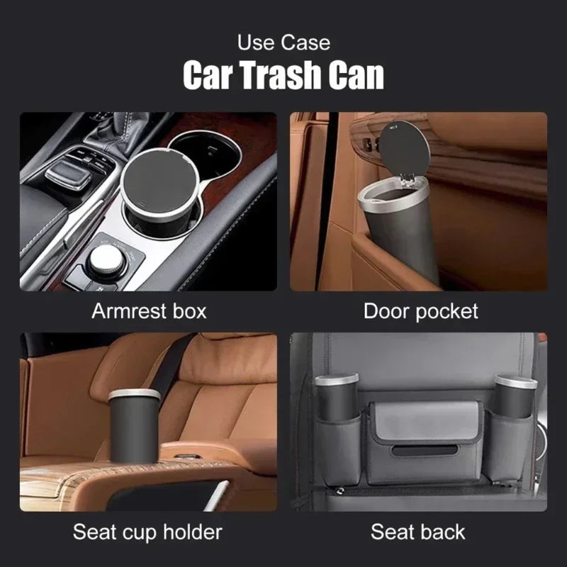 Car Trash Bin Car Interior Rubbish Box Garbage Container Car Cup Holder Trash Can Auto Ashtray Dust Organizer Storage Barrel