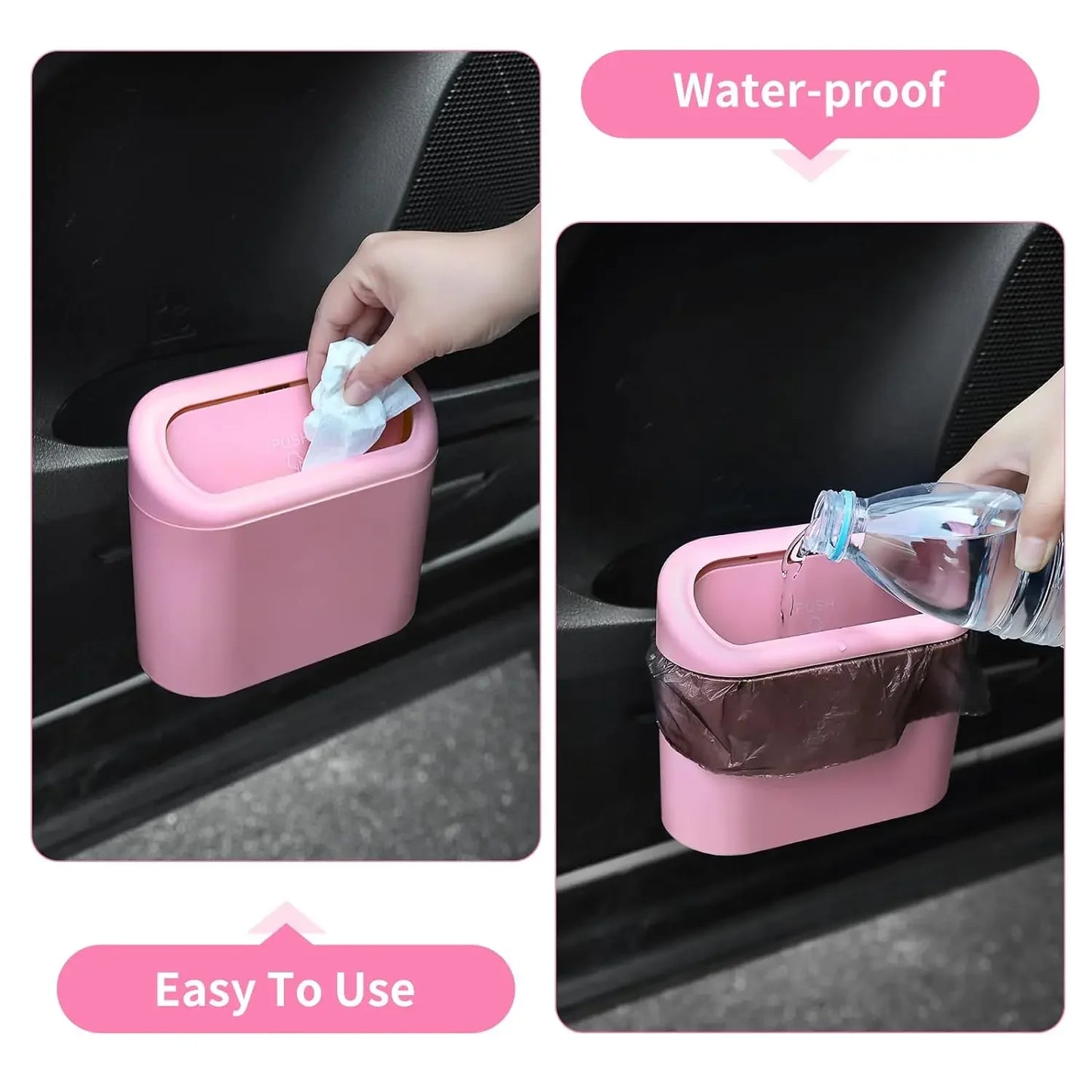 Car Trash Can Hanging Dustbin Garbage Box with Lid Car Interior Storage Case Trash Door Seat Clip Stand Holder Car Accessories