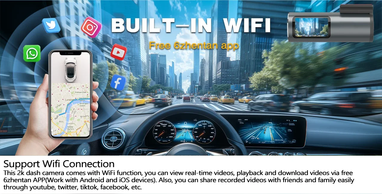 Dash Cam 4K WiFi GPS Dash Camera for Cars Mini Front Car DVR 24H Parking Mode G-Sensor Car Driving Video Recorder Loop Recording
