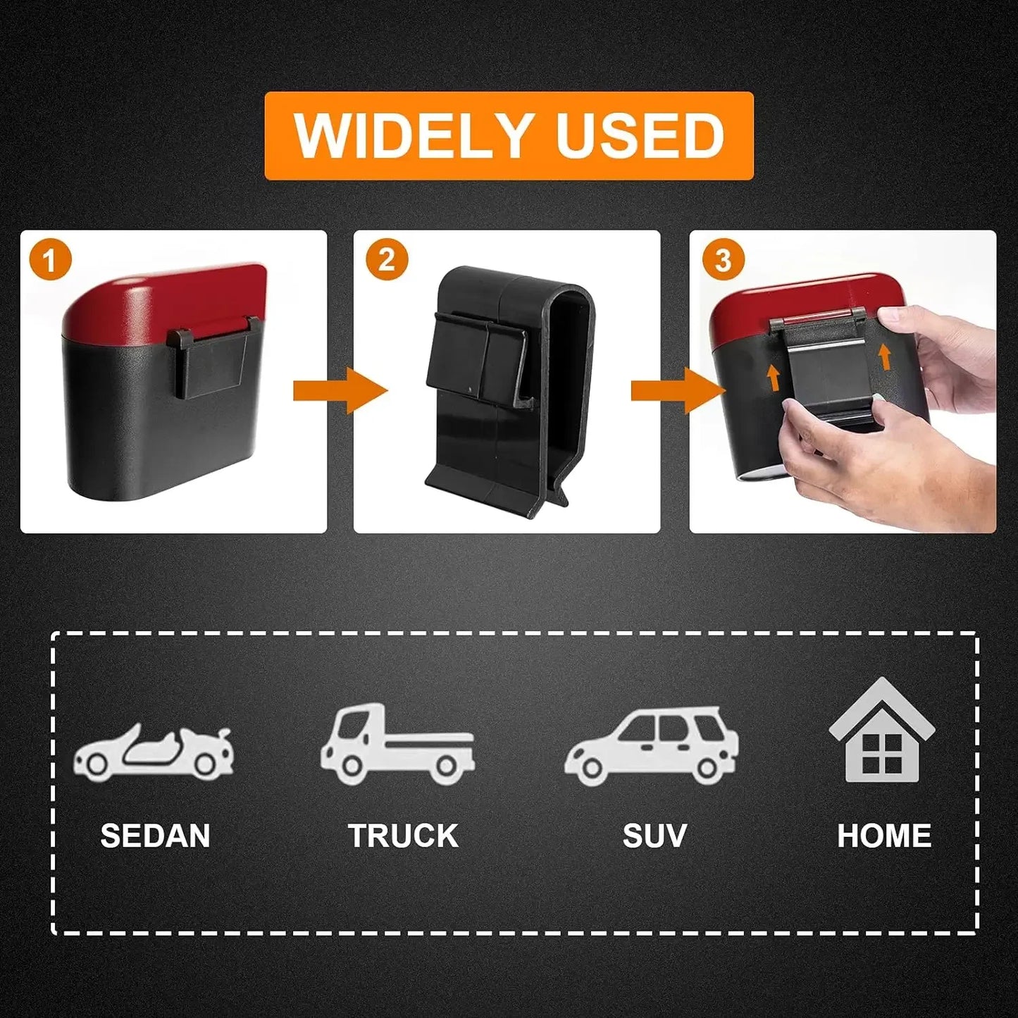 Car Trash Can Hanging Dustbin Garbage Box with Lid Car Interior Storage Case Trash Door Seat Clip Stand Holder Car Accessories