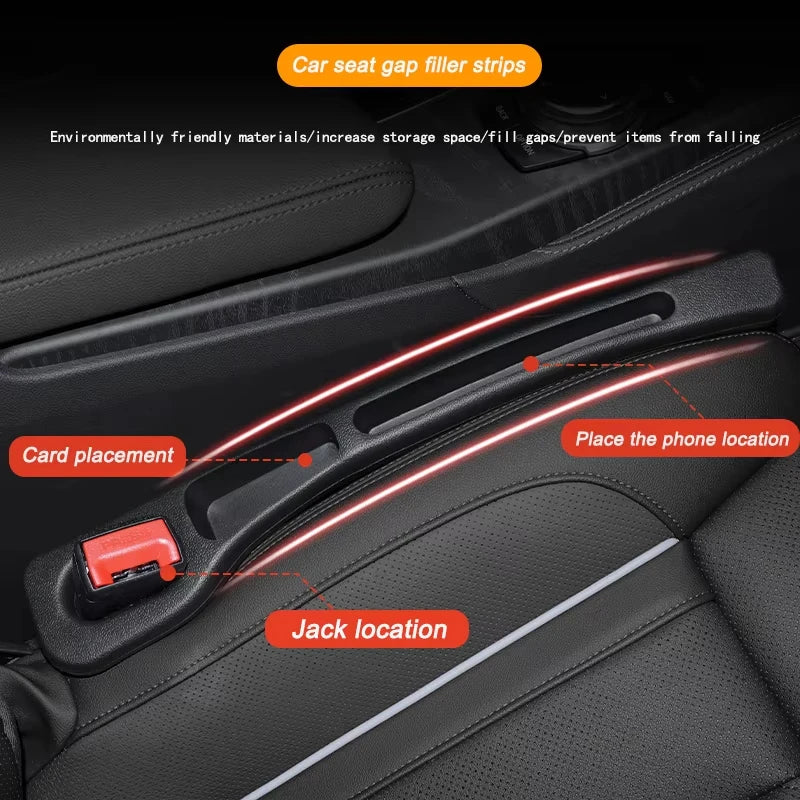 1 Pair Car Seat Gap Filler Organizer Universal Car Seat Gap Anti-leak Stopper Strip Slot Seat Gap Storage Organizer Accessory