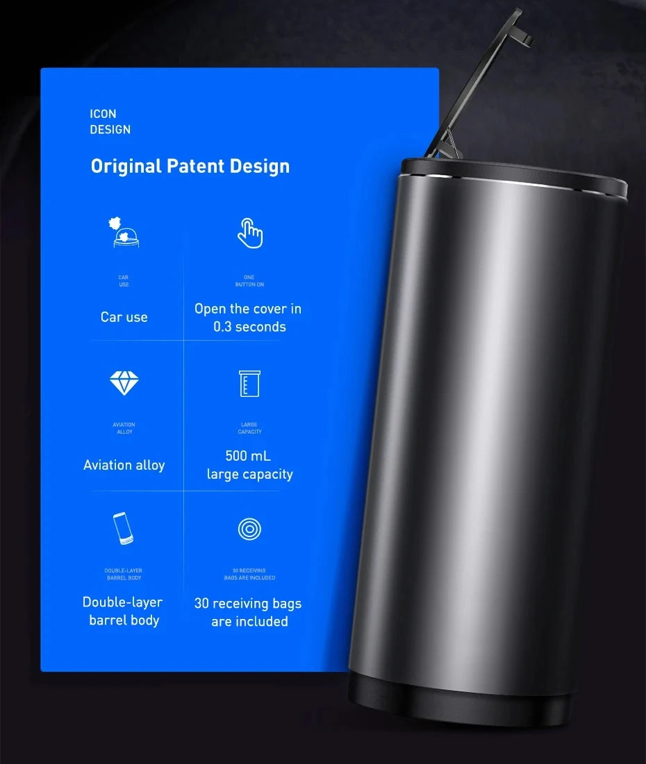 2026 NEW Car Trash Bin Alloy Garbage Can For Car Dustbin Waste Rubbish Basket Bin Organizer Storage Holder Bag Auto Accessories