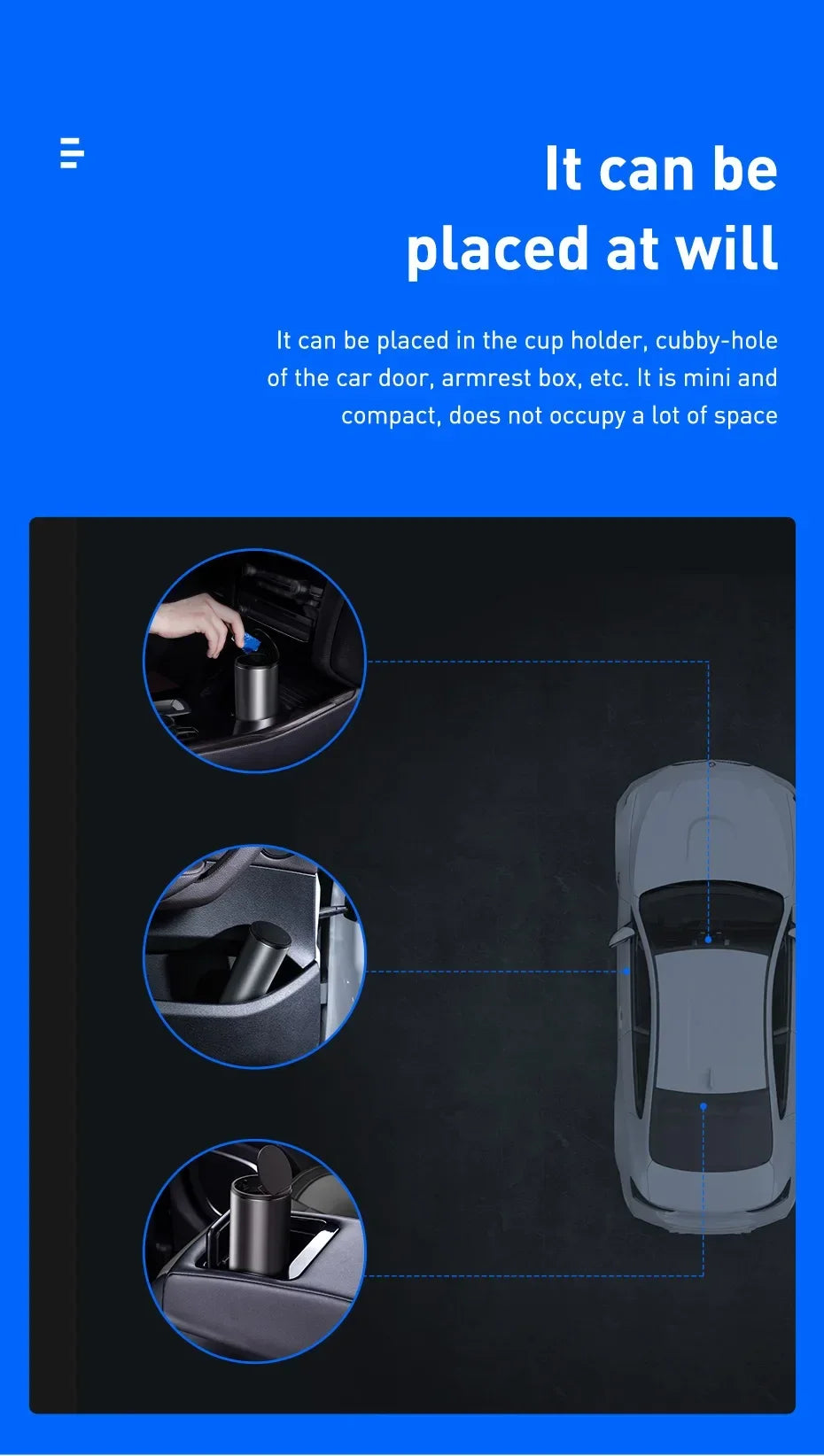 2026 NEW Car Trash Bin Alloy Garbage Can For Car Dustbin Waste Rubbish Basket Bin Organizer Storage Holder Bag Auto Accessories