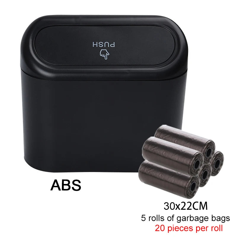 Car Trash Can Hanging Dustbin Garbage Box with Lid Car Interior Storage Case Trash Door Seat Clip Stand Holder Car Accessories