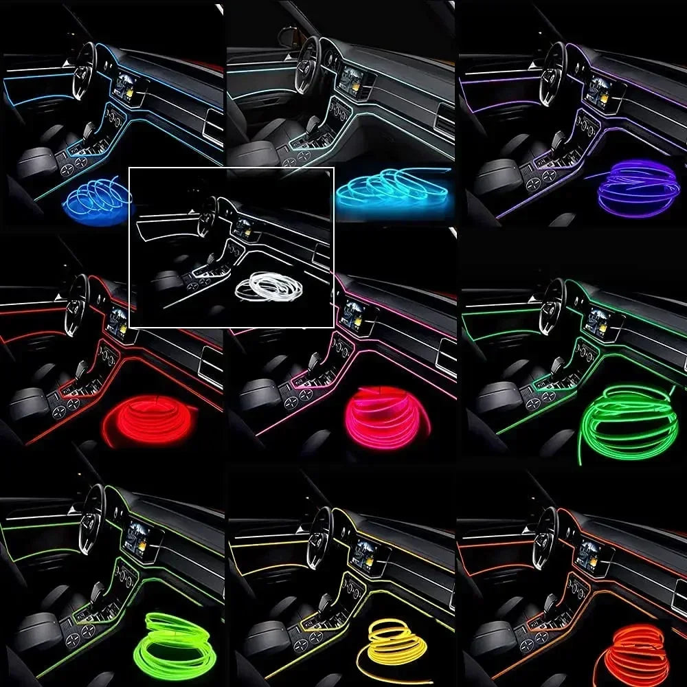 1-5M Car Interior Lights LED Strip Atmosphere Lamp DIY Styling Decorative Light USB EL Wiring Auto Interior Decor Accessories