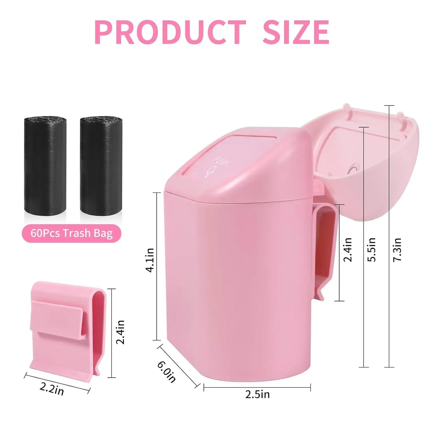 Car Trash Can Hanging Dustbin Garbage Box with Lid Car Interior Storage Case Trash Door Seat Clip Stand Holder Car Accessories
