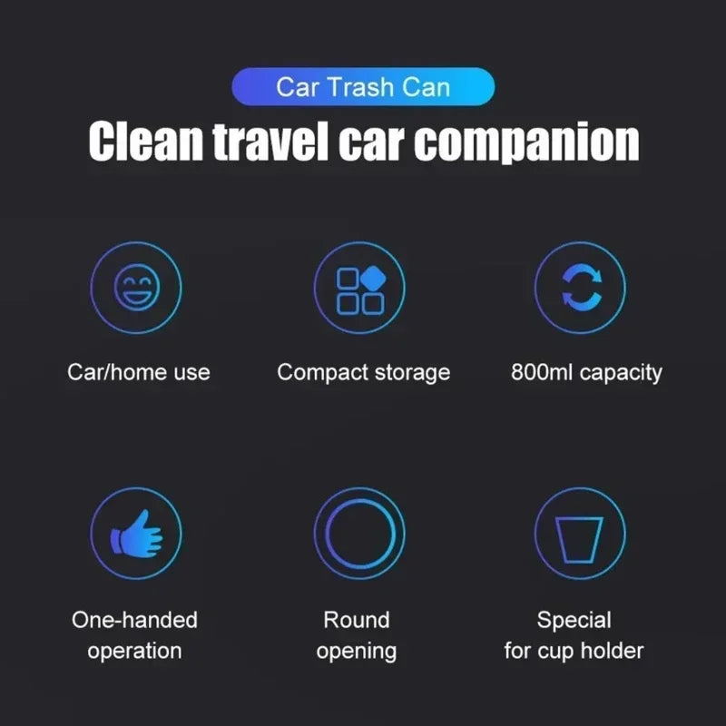 Car Trash Bin Car Interior Rubbish Box Garbage Container Car Cup Holder Trash Can Auto Ashtray Dust Organizer Storage Barrel