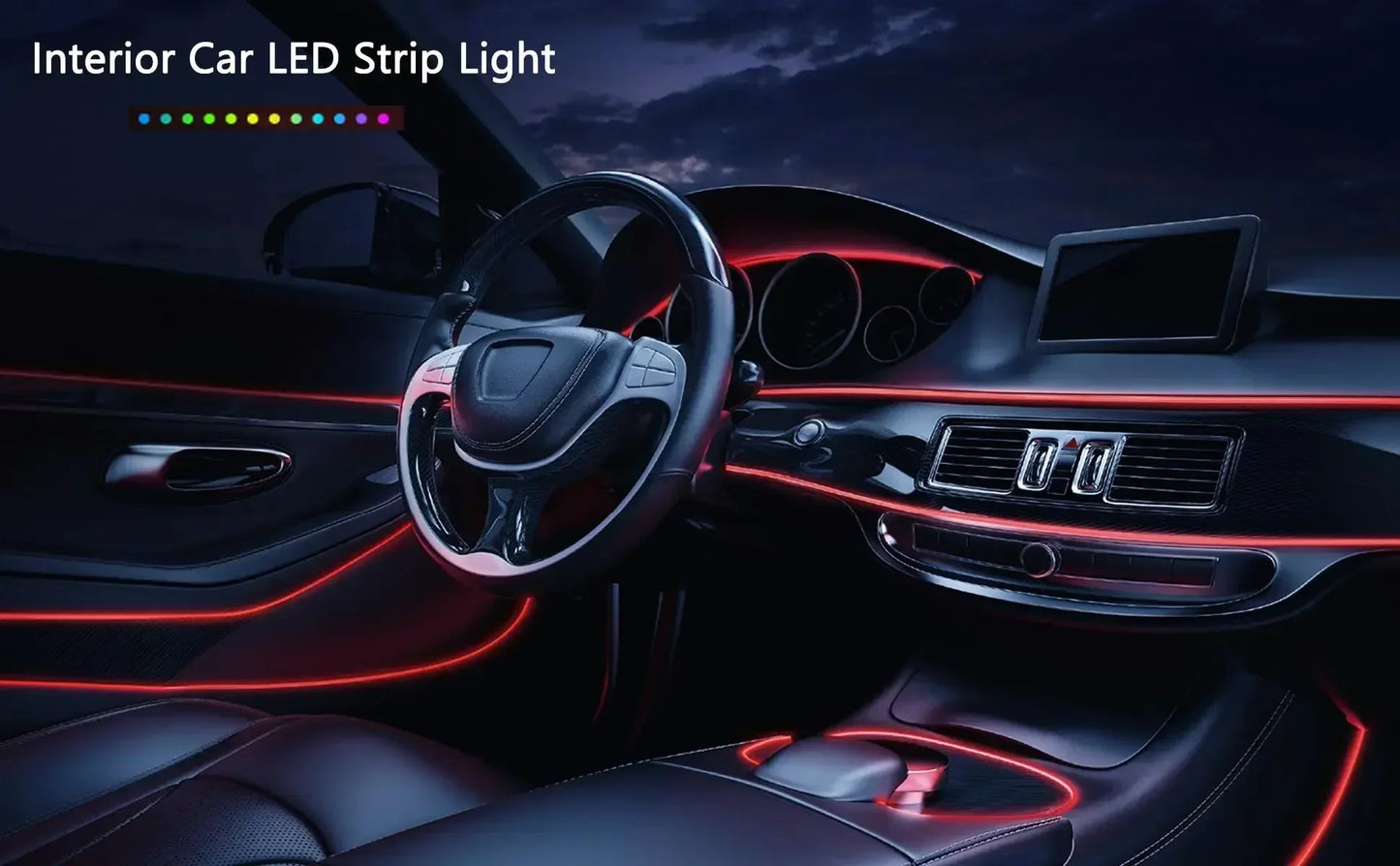 1-5M Car Interior Lights LED Strip Atmosphere Lamp DIY Styling Decorative Light USB EL Wiring Auto Interior Decor Accessories