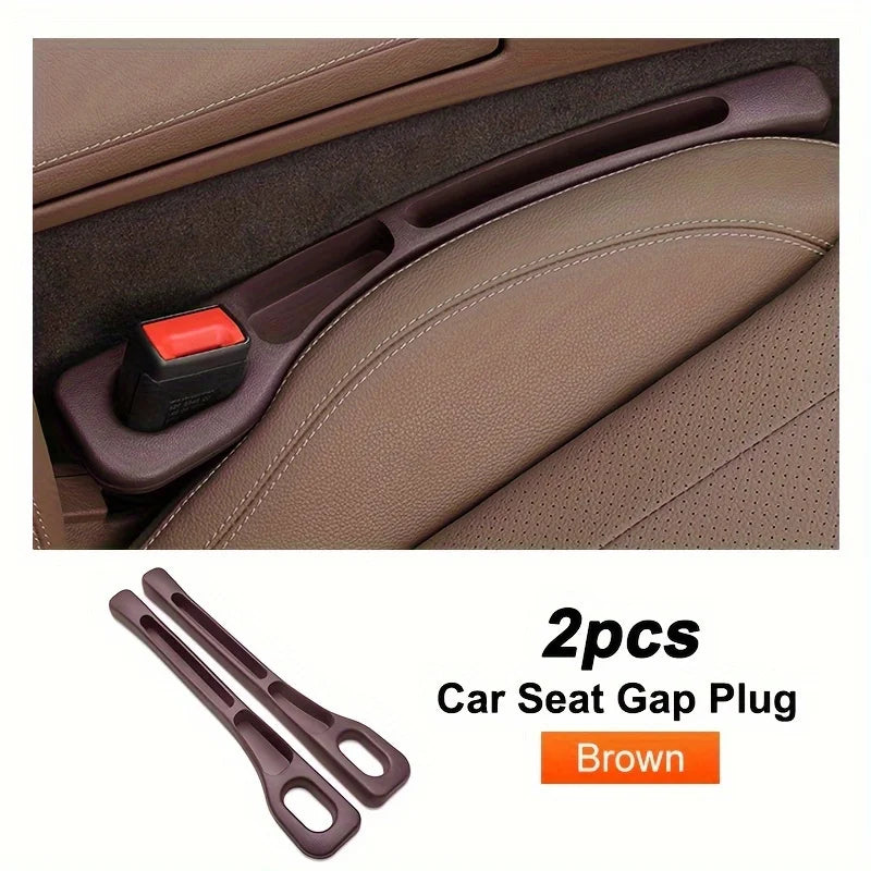 2pcs Car Seat Gap Filler Set - Soft Elastic Multi-Pocket Organizer, Leakproof Anti-Loss, Fits Sedans/SUVs/Trucks