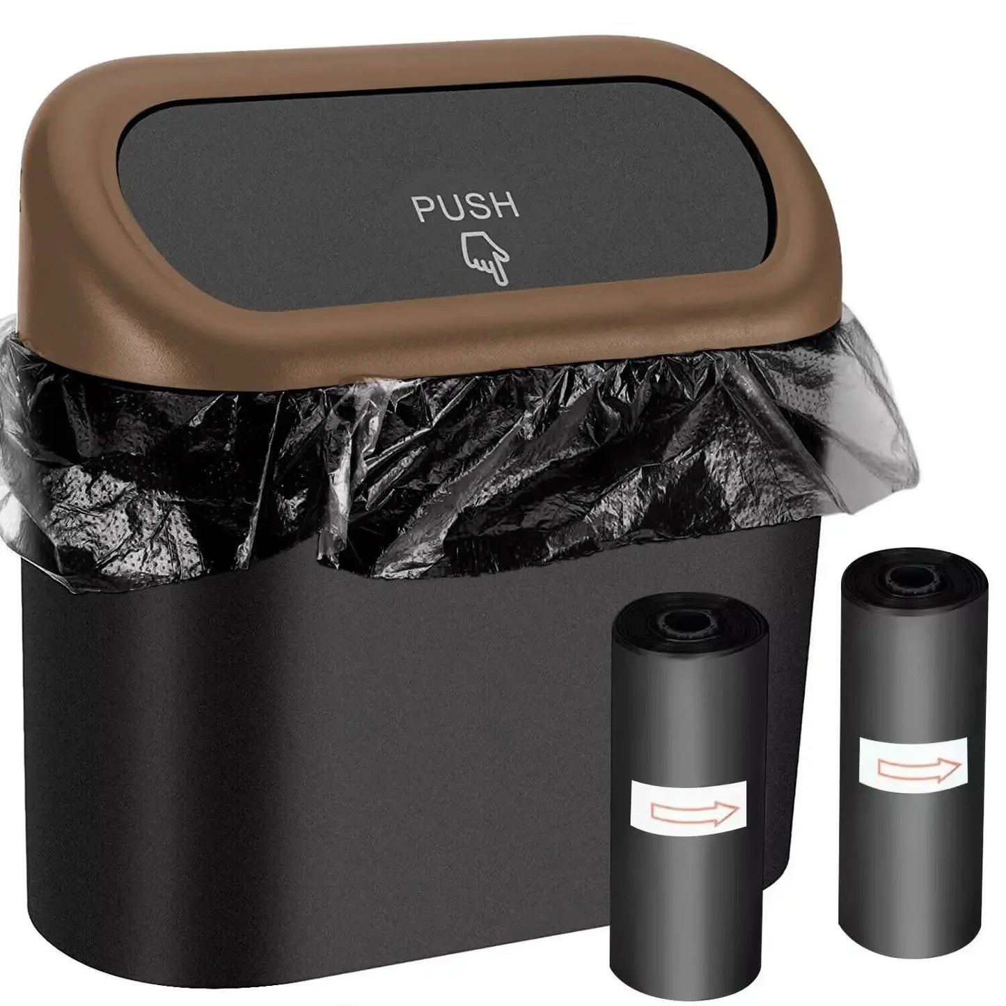 Car Trash Can Hanging Dustbin Garbage Box with Lid Car Interior Storage Case Trash Door Seat Clip Stand Holder Car Accessories