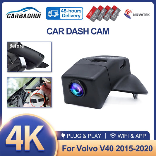 Dash Cam For Volvo V40 2015 2016 2017 2018 2019 2020,Plug and Play Car DVR 4K 2160P Dashcam For Car Camera Video Recorder