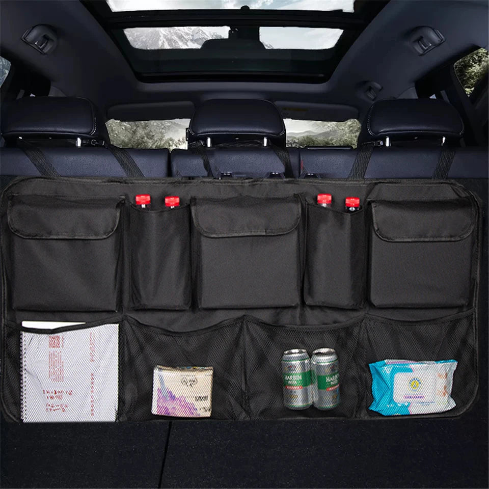 Car Trunk Organizer Adjustable Backseat Storage Bag Net High Capacity Multi-use Oxford Automobile Seat Back Organizers Universal