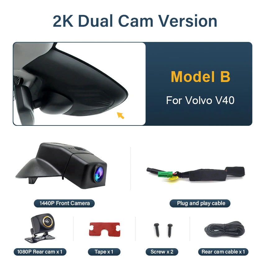 Dash Cam For Volvo V40 2015 2016 2017 2018 2019 2020,Plug and Play Car DVR 4K 2160P Dashcam For Car Camera Video Recorder