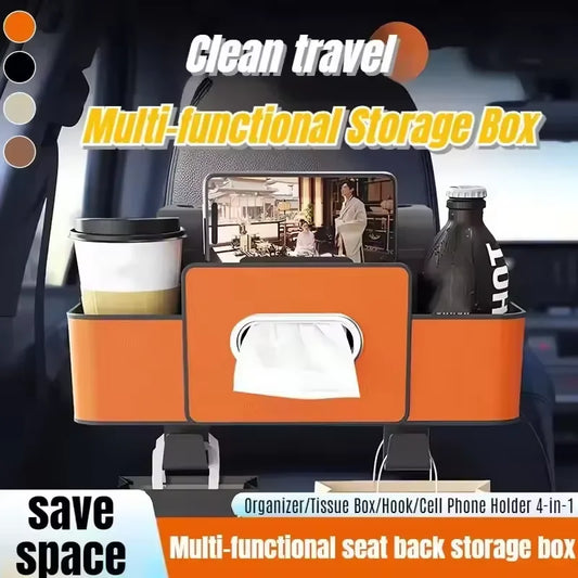 Car Backseat Organizer Multifunction Leather Interior Storage Bag Hanging Seat Back Tissue Water Cup Holder Auto Accessories