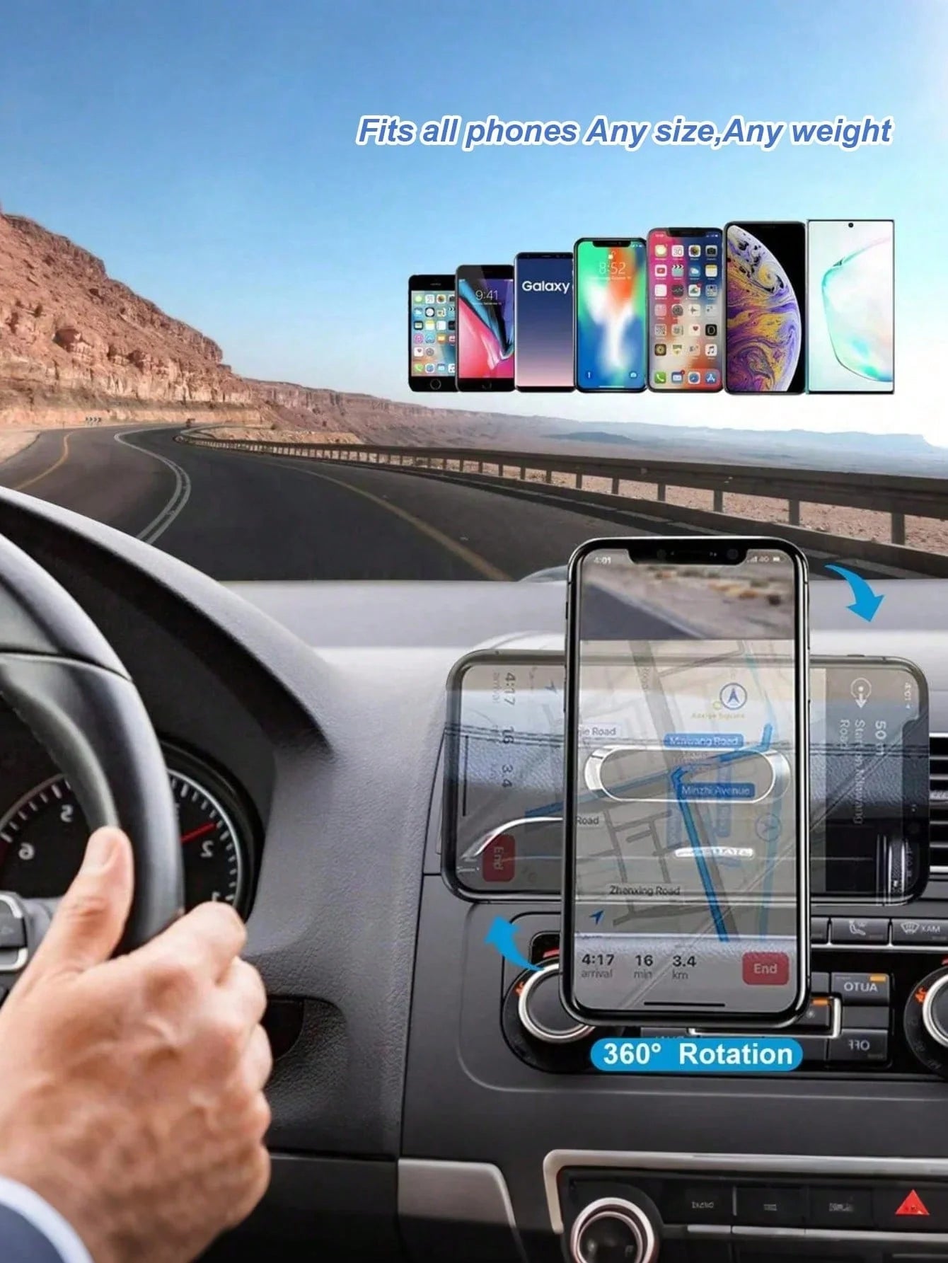 Magnetic Car Phone Mount - Strong Adsorption, Flexible Adhesive, Anti-Slip Silicone, 0.3mm Scratch-Proof, Residue-Free, Universa