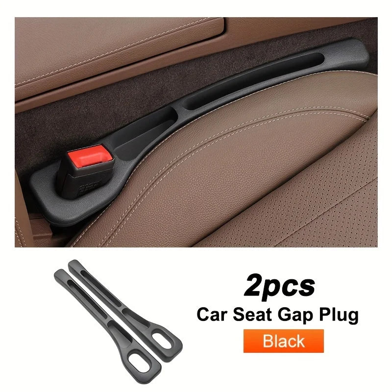 2pcs Car Seat Gap Filler Set - Soft Elastic Multi-Pocket Organizer, Leakproof Anti-Loss, Fits Sedans/SUVs/Trucks