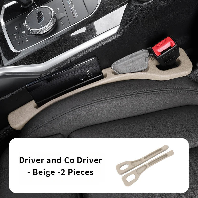 2pcs Car Seat Gap Filler Set - Soft Elastic Multi-Pocket Organizer, Leakproof Anti-Loss, Fits Sedans/SUVs/Trucks