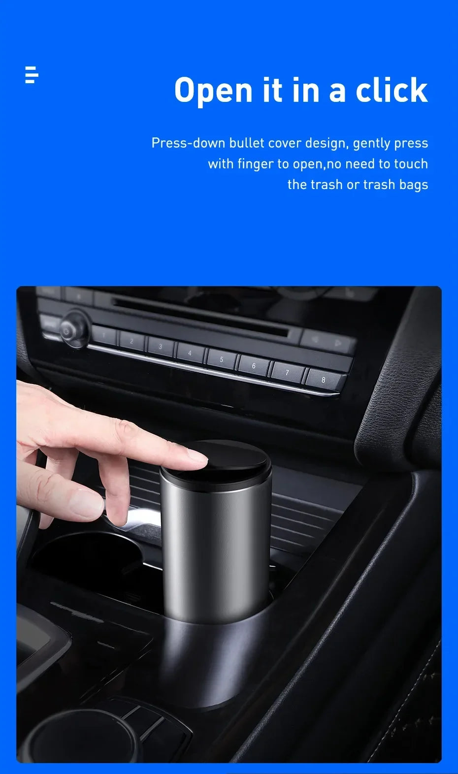 2026 NEW Car Trash Bin Alloy Garbage Can For Car Dustbin Waste Rubbish Basket Bin Organizer Storage Holder Bag Auto Accessories