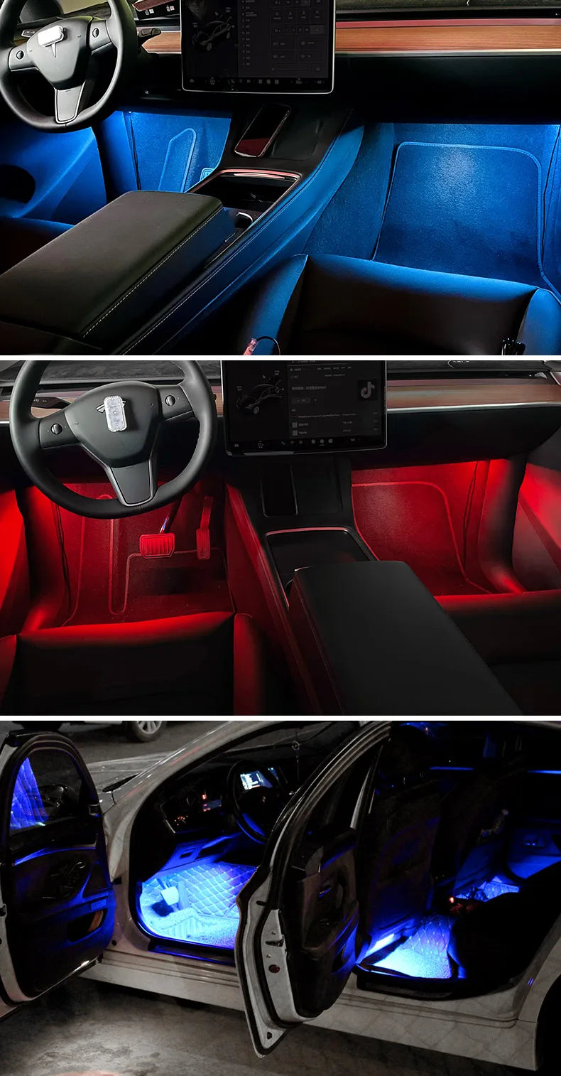 LED Car Interior Ambient Foot Light with USB Backlight Lighting 5V Auto Decorative Atmosphere Neon Lamp Vehicle Accessories